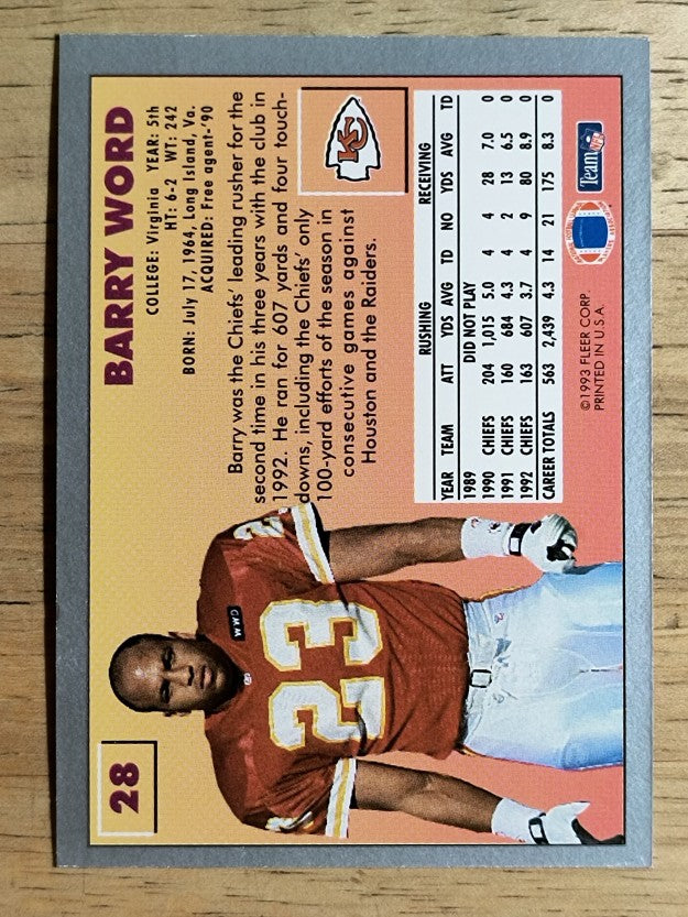 1993 Fleer #28 Barry Word