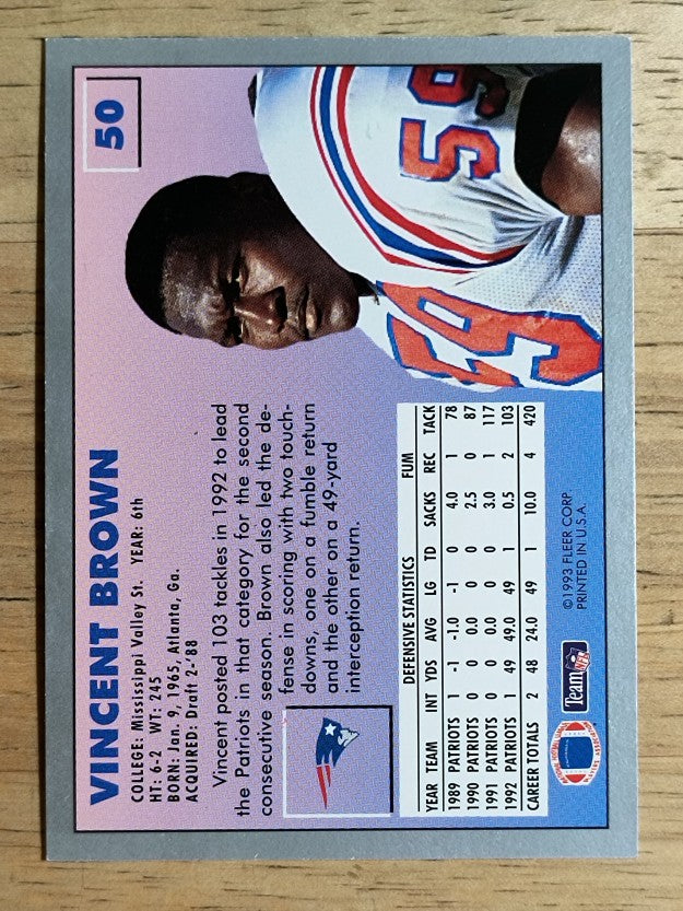 1993 Fleer #50 Vincent Brown