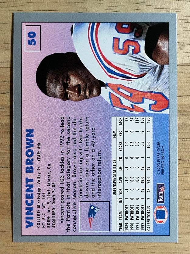 1993 Fleer #50 Vincent Brown