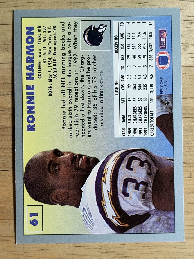 1993 Fleer #61 Ronnie Harmon