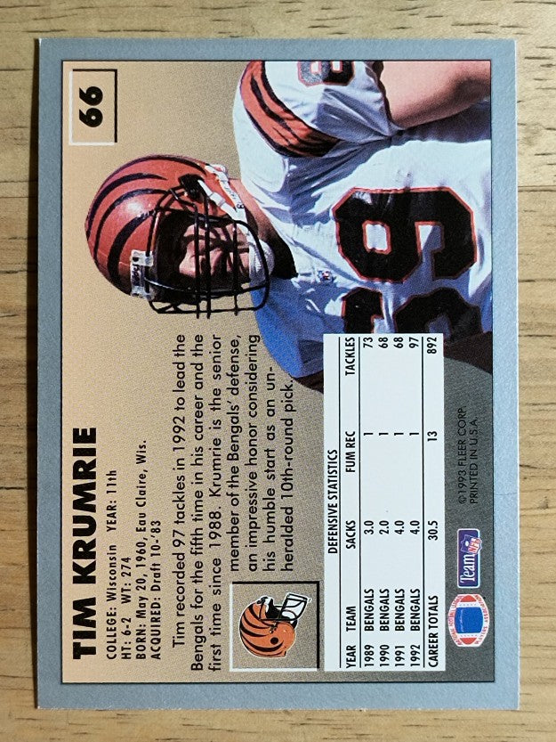 1993 Fleer #66 Tim Krumrie