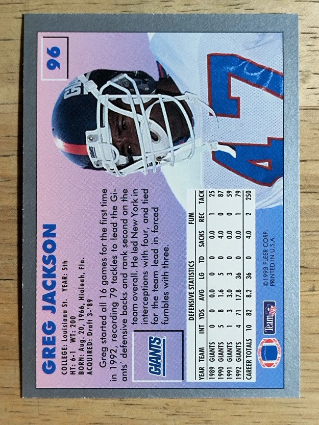 1993 Fleer #96 Greg Jackson