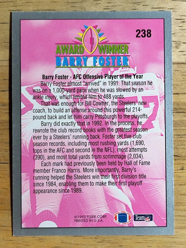 1993 Fleer #238 Barry Foster AW