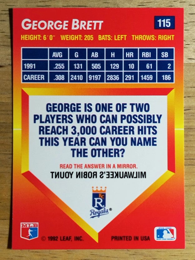 1992 Triple Play #115 George Brett