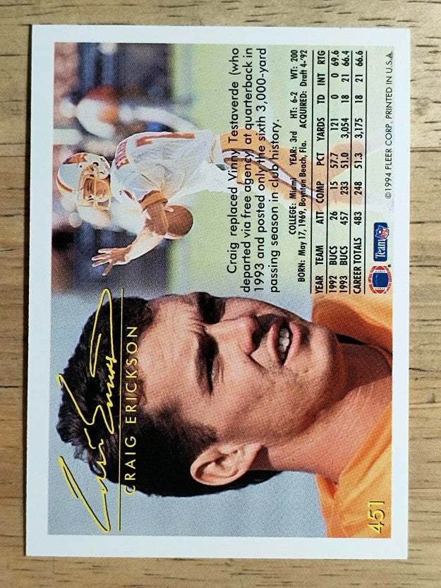 1994 Fleer #451 Craig Erickson