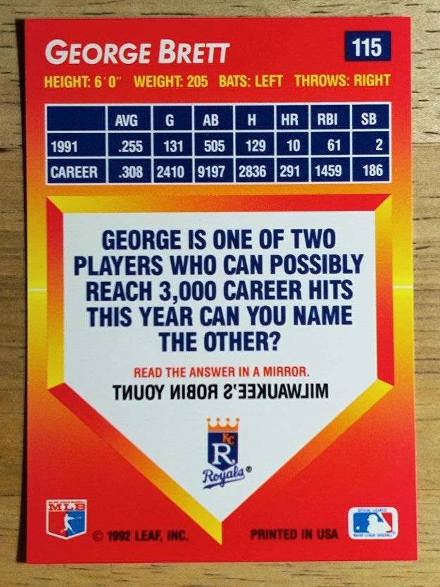 1992 Triple Play #115 George Brett