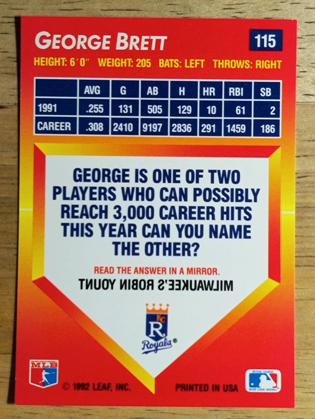 1992 Triple Play #115 George Brett