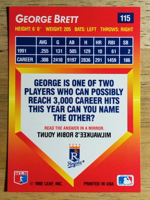 1992 Triple Play #115 George Brett