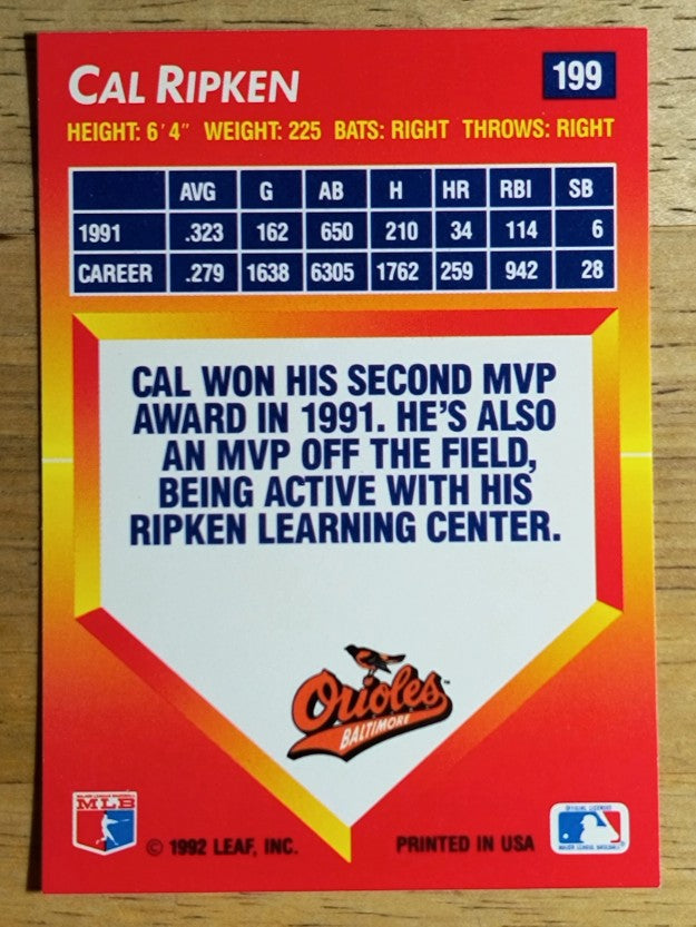 1992 Triple Play #199 Cal Ripken