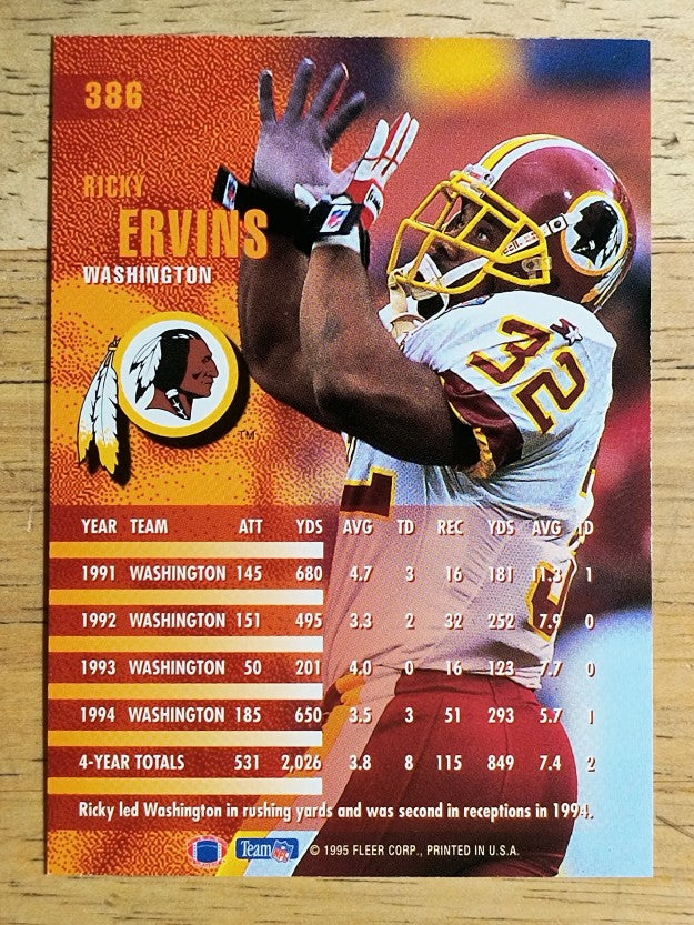 1995 Fleer #386 Ricky Ervins