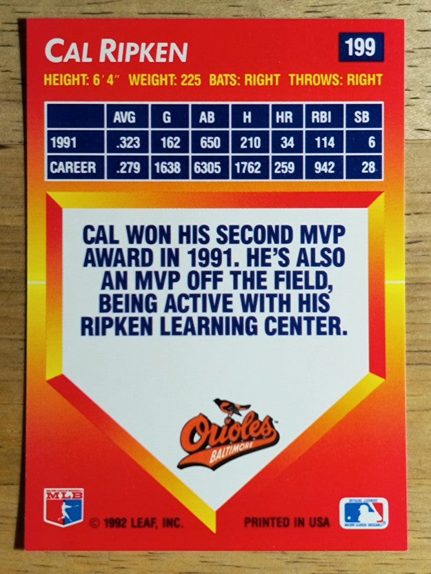 1992 Triple Play #199 Cal Ripken