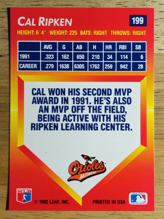 1992 Triple Play #199 Cal Ripken