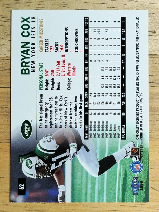 1999 Fleer Tradition #62 Bryan Cox