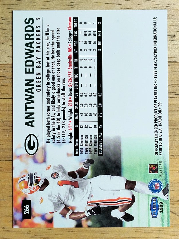 1999 Fleer Tradition #266 Antuan Edwards RC