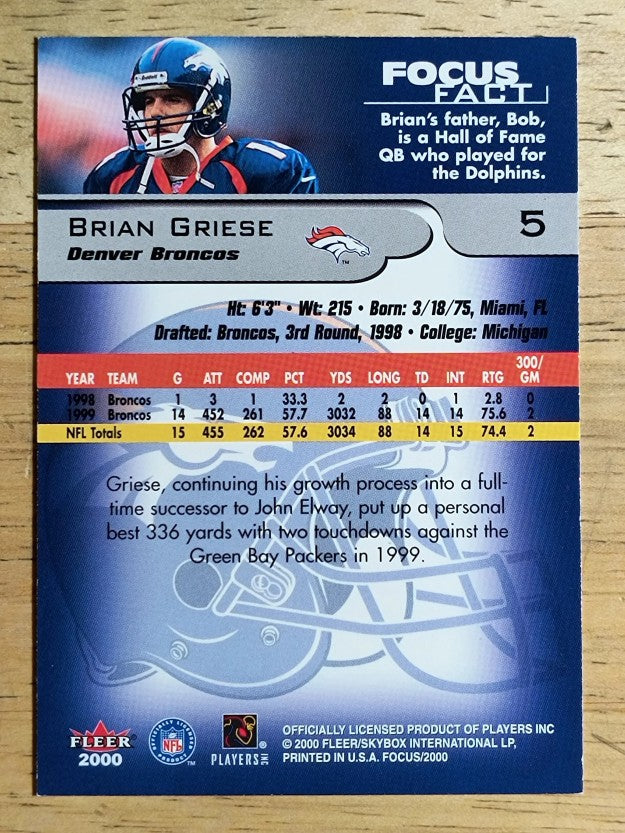 2000 Fleer Focus #5 Brian Griese