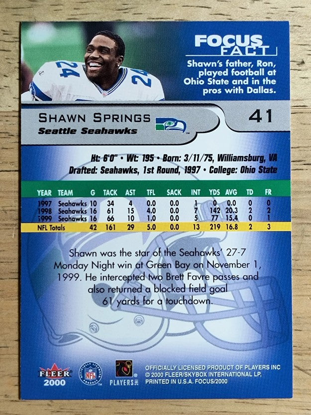 2000 Fleer Focus #41 Shawn Springs