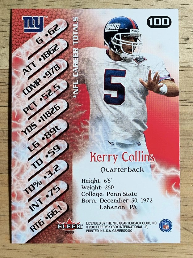 2000 Fleer Gamers #100 Kerry Collins