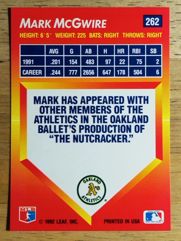 1992 Triple Play #262 Mark McGwire
