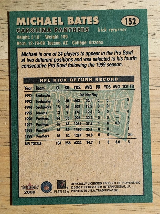 2000 Fleer Tradition #152 Michael Bates