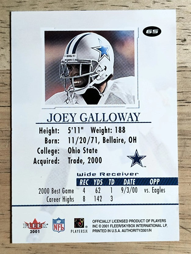 2001 Fleer Authority #65 Joey Galloway