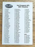 2001 Hot Prospects #CL1 Checklist