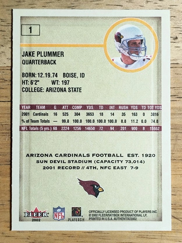 2002 Fleer Authentix #1 Jake Plummer