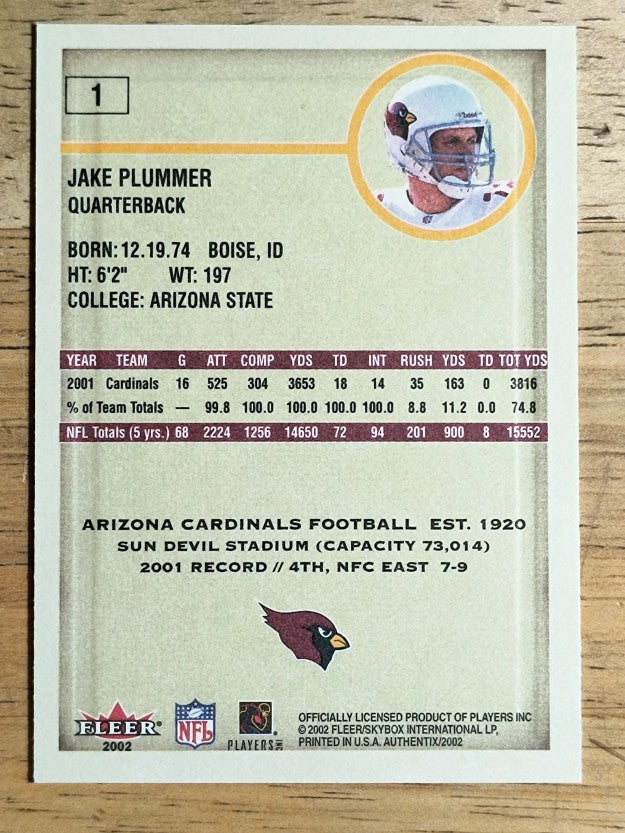 2002 Fleer Authentix #1 Jake Plummer