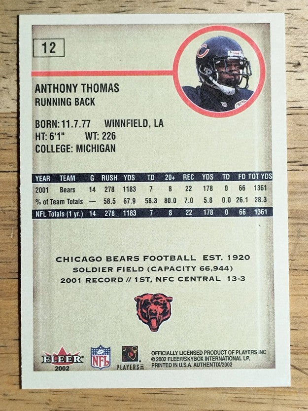 2002 Fleer Authentix #12 Anthony Thomas