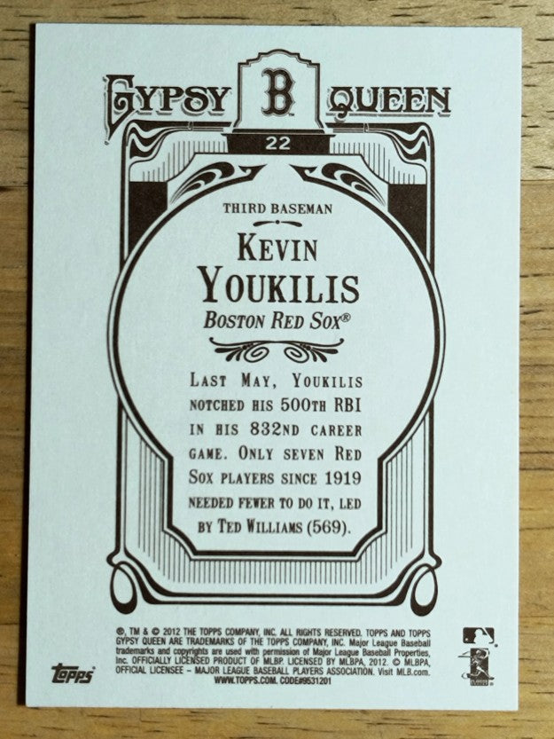 2012 Topps Gypsy Queen #22A Kevin Youkilis