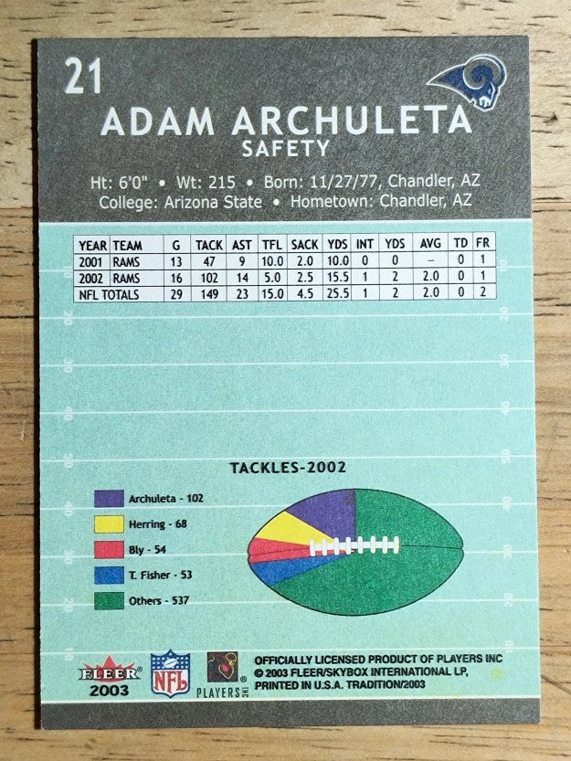 2003 Fleer Tradition #21 Adam Archuleta