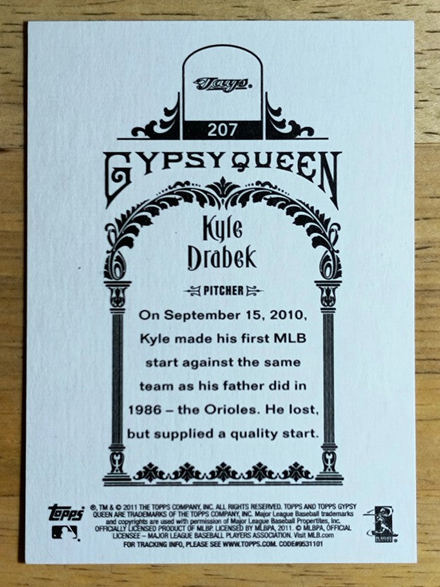 2011 Topps Gypsy Queen #207 Kyle Drabek RC