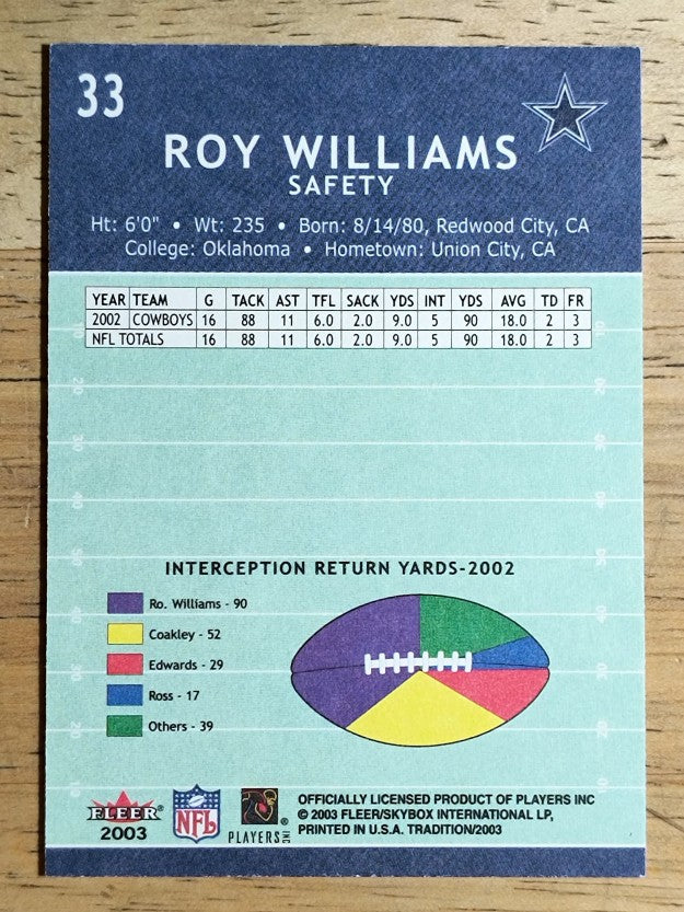 2003 Fleer Tradition #33 Roy Williams
