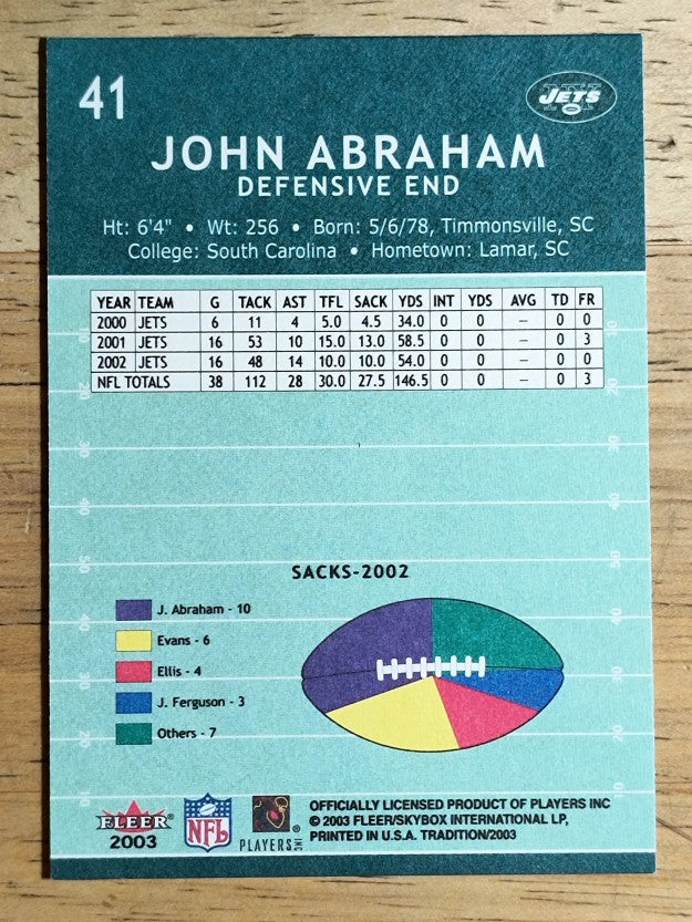 2003 Fleer Tradition #41 John Abraham