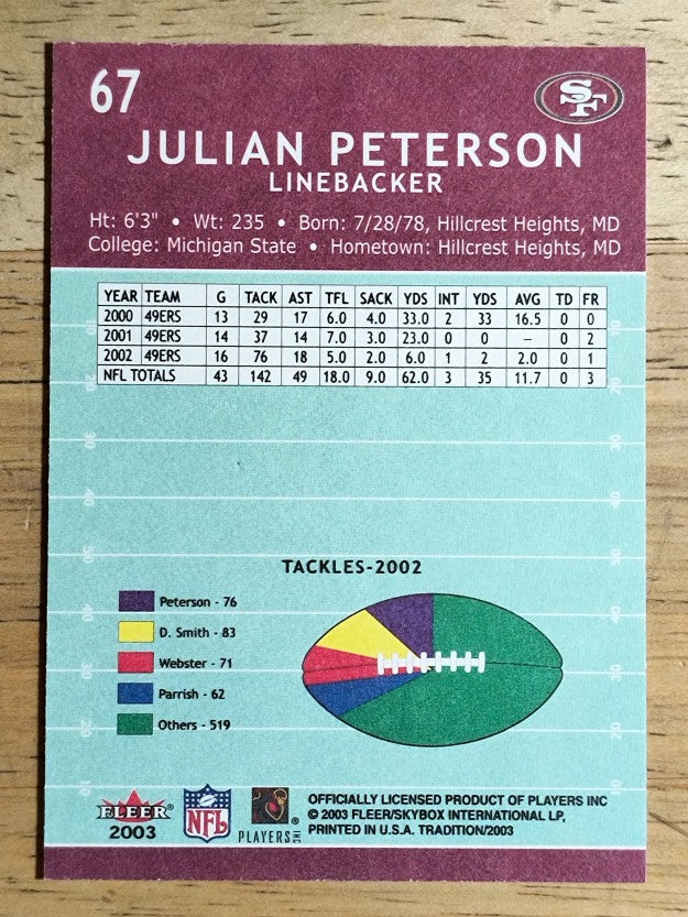 2003 Fleer Tradition #67 Julian Peterson