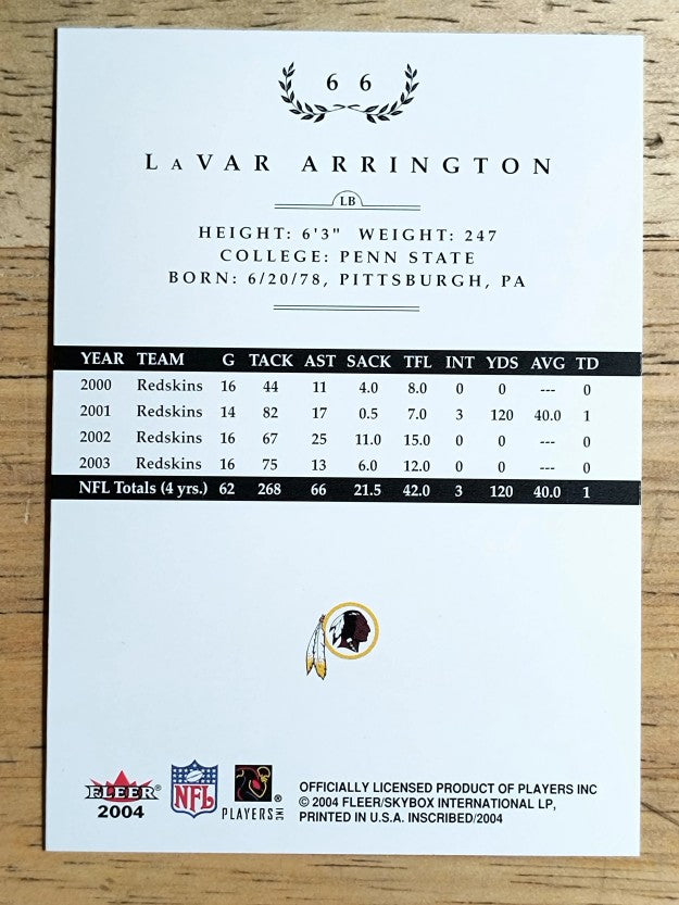 2004 Fleer Inscribed #66 LaVar Arrington