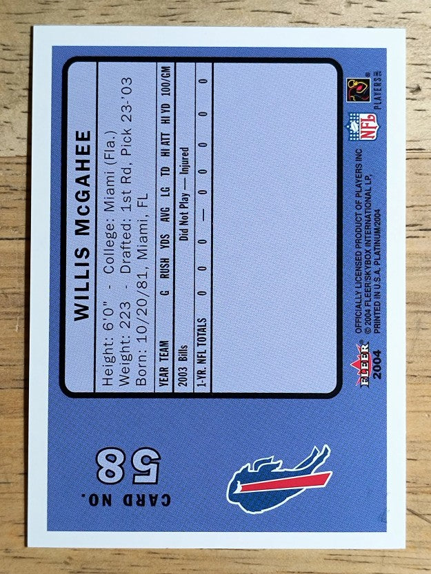 2004 Fleer Platinum #58 Willis McGahee