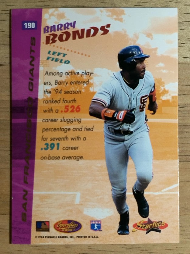 1994 Sportflics #190 Barry Bonds SF