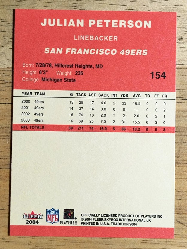 2004 Fleer Tradition #154 Julian Peterson
