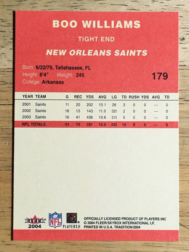 2004 Fleer Tradition #179 Boo Williams