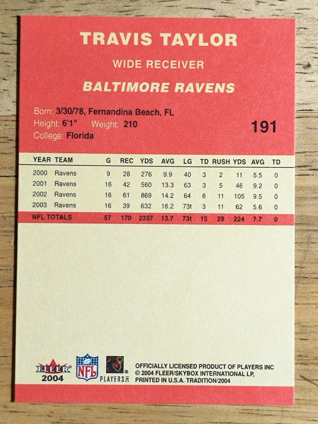 2004 Fleer Tradition #191 Travis Taylor
