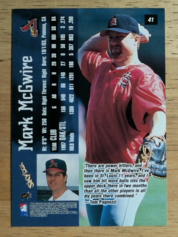 1998 SkyBox Dugout Axcess #41 Mark McGwire