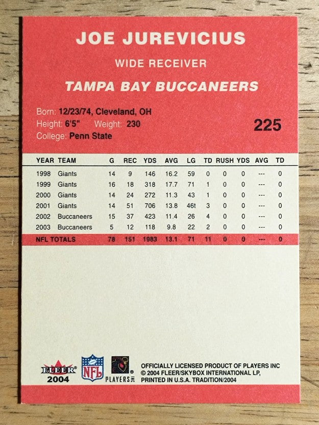 2004 Fleer Tradition #225 Joe Jurevicius