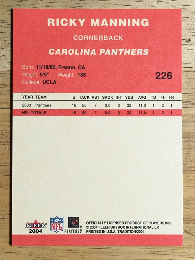 2004 Fleer Tradition #226 Ricky Manning