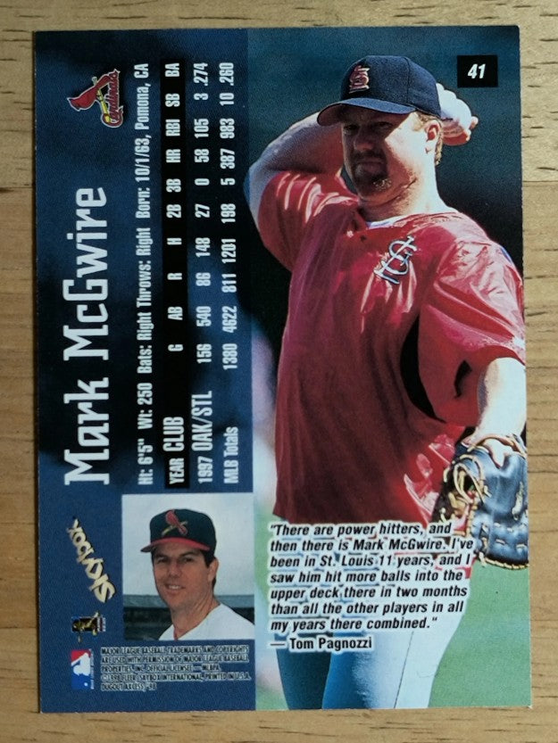 1998 SkyBox Dugout Axcess #41 Mark McGwire