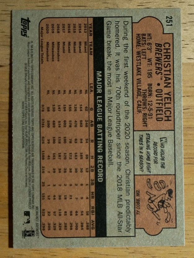 2021 Topps Heritage #251 Christian Yelich