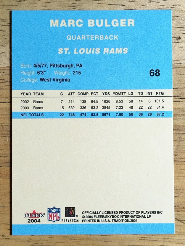 2004 Fleer Tradition Blue #68 Marc Bulger