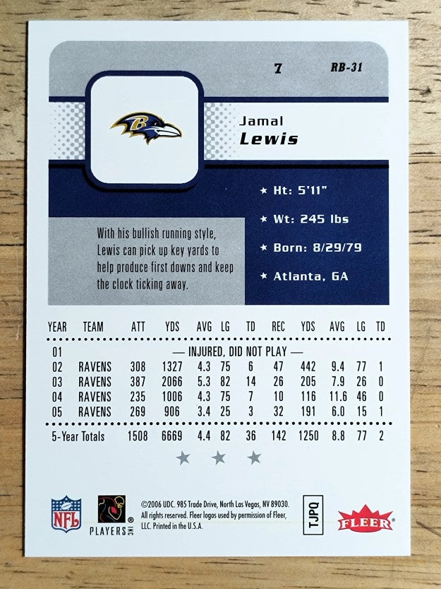 2006 Fleer #7 Jamal Lewis
