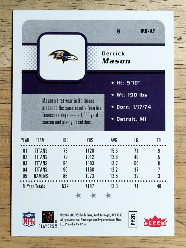 2006 Fleer #9 Derrick Mason