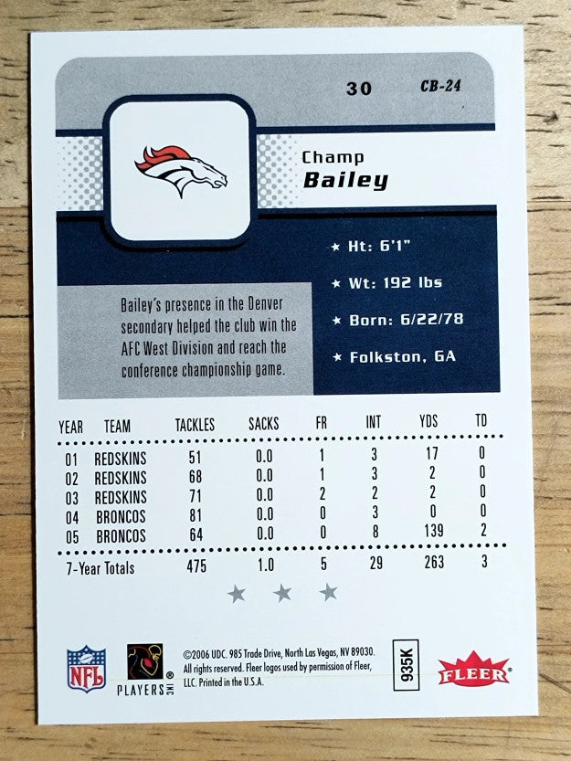 2006 Fleer #30 Champ Bailey