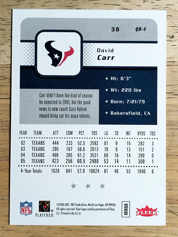 2006 Fleer #38 David Carr